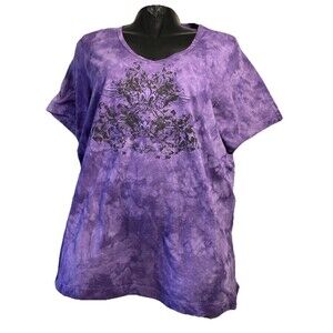 Sledge‎ USA Top Womens XL Purple Tie Dye  Half Sleeve V-Neck T-Shirt